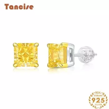 Танциз стерлингового серебра 925 пробы муассанит серьги серьги-капли для женщин подарки на свадьбу жёлтый