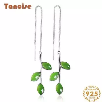 Танциз стерлингового серебра 925 пробы нефритовый циркон серьги серьги-капли для женщин подарки на свадьбу