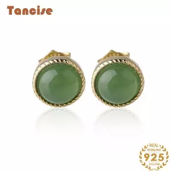 Танциз стерлингового серебра 925 пробы нефритовый циркон серьги серьги-капли для женщин подарки на свадьбу