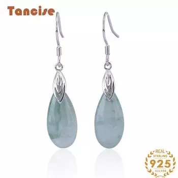 Танциз стерлингового серебра 925 пробы нефритовый циркон серьги серьги-капли для женщин подарки на свадьбу