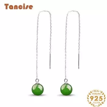Танциз стерлингового серебра 925 пробы нефритовый циркон серьги серьги-капли для женщин подарки на свадьбу