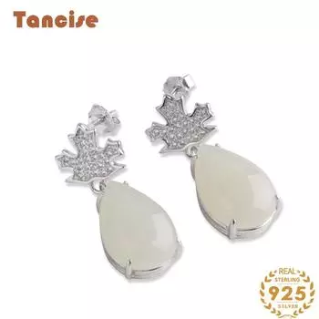Танциз стерлингового серебра 925 пробы нефритовый циркон серьги серьги-капли для женщин подарки на свадьбу