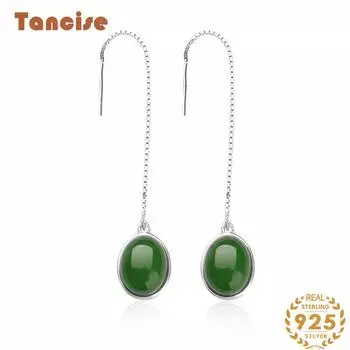 Танциз стерлингового серебра 925 пробы нефритовый циркон серьги серьги-капли для женщин подарки на свадьбу