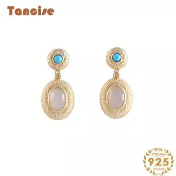 Танциз стерлингового серебра 925 пробы нефритовый циркон серьги серьги-капли для женщин подарки на свадьбу