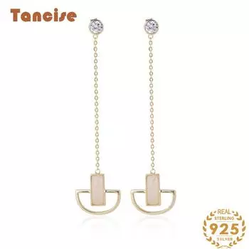 Танциз стерлингового серебра 925 пробы нефритовый циркон серьги серьги-капли для женщин подарки на свадьбу