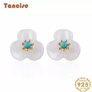 Танциз стерлингового серебра 925 пробы нефритовый циркон серьги серьги-капли для женщин подарки на свадьбу