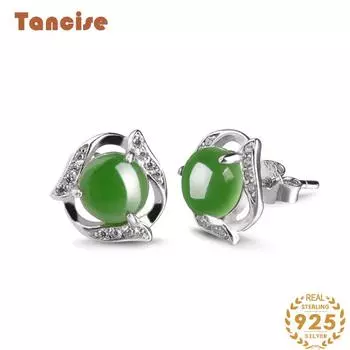 Танциз стерлингового серебра 925 пробы нефритовый циркон серьги серьги-капли для женщин подарки на свадьбу
