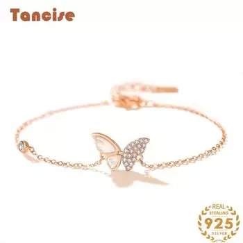 Танциз Стерлингового Серебра 925 пробы с Цирконом Браслет Ювелирные Изделия Геометрический Бисер Цепи Браслеты Мода Изящный Свадебный Подарок для Подруги Женщины серебряный