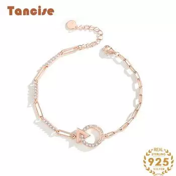 Танциз Стерлингового Серебра 925 пробы с Цирконом Браслет Ювелирные Изделия Геометрический Бисер Цепи Браслеты Мода Изящный Свадебный Подарок для Подруги Женщины серебряный