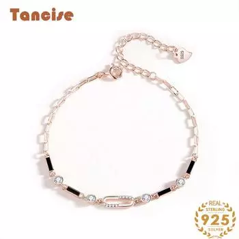 Танциз Стерлингового Серебра 925 пробы с Цирконом Браслет Ювелирные Изделия Геометрический Бисер Цепи Браслеты Мода Изящный Свадебный Подарок для Подруги Женщины серебряный