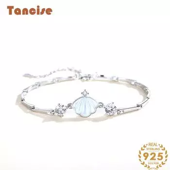 Танциз Стерлингового Серебра 925 пробы с Цирконом Браслет Ювелирные Изделия Геометрический Бисер Цепи Браслеты Мода Изящный Свадебный Подарок для Подруги Женщины серебряный
