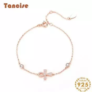 Танциз Стерлингового Серебра 925 пробы с Цирконом Браслет Ювелирные Изделия Геометрический Бисер Цепи Браслеты Мода Изящный Свадебный Подарок для Подруги Женщины розового золота