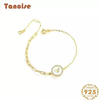 Танциз Стерлингового Серебра 925 пробы с Цирконом Браслет Ювелирные Изделия Геометрический Бисер Цепи Браслеты Мода Изящный Свадебный Подарок для Подруги Женщины серебряный