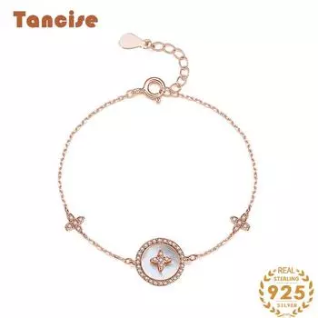 Танциз Стерлингового Серебра 925 пробы с Цирконом Браслет Ювелирные Изделия Геометрический Бисер Цепи Браслеты Мода Изящный Свадебный Подарок для Подруги Женщины серебряный