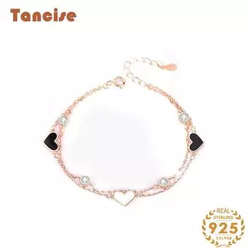 Танциз Стерлингового Серебра 925 пробы с Цирконом Браслет Ювелирные Изделия Геометрический Бисер Цепи Браслеты Мода Изящный Свадебный Подарок для Подруги Женщины розового золота