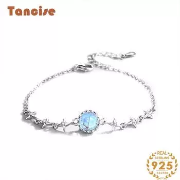 Танциз Стерлингового Серебра 925 пробы с Цирконом Браслет Ювелирные Изделия Геометрический Бисер Цепи Браслеты Мода Изящный Свадебный Подарок для Подруги Женщины серебряный