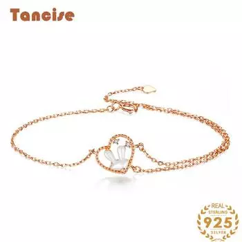 Танциз Стерлингового Серебра 925 пробы с Цирконом Браслет Ювелирные Изделия Геометрический Бисер Цепи Браслеты Мода Изящный Свадебный Подарок для Подруги Женщины розового золота