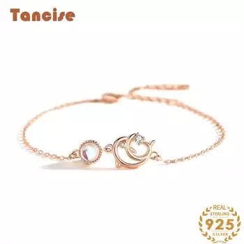 Танциз Стерлингового Серебра 925 пробы с Цирконом Браслет Ювелирные Изделия Геометрический Бисер Цепи Браслеты Мода Изящный Свадебный Подарок для Подруги Женщины серебряный