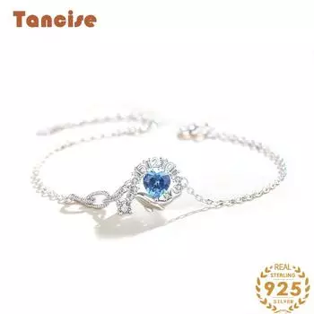 Танциз Стерлингового Серебра 925 пробы с Цирконом Браслет Ювелирные Изделия Геометрический Бисер Цепи Браслеты Мода Изящный Свадебный Подарок для Подруги Женщины серебряный