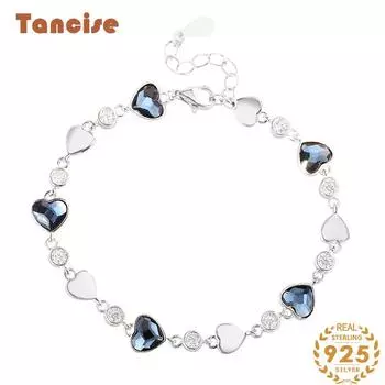Танциз Стерлингового Серебра 925 пробы с Цирконом Браслет Ювелирные Изделия Геометрический Бисер Цепи Браслеты Мода Изящный Свадебный Подарок для Подруги Женщины серебряный