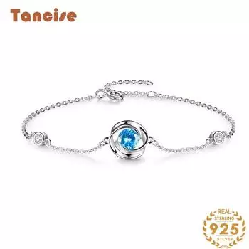 Танциз Стерлингового Серебра 925 пробы с Цирконом Браслет Ювелирные Изделия Геометрический Бисер Цепи Браслеты Мода Изящный Свадебный Подарок для Подруги Женщины белый