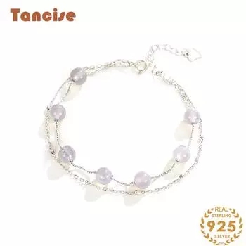 Танциз Стерлингового Серебра 925 пробы с Цирконом Браслет Ювелирные Изделия Геометрический Бисер Цепи Браслеты Мода Изящный Свадебный Подарок для Подруги Женщины