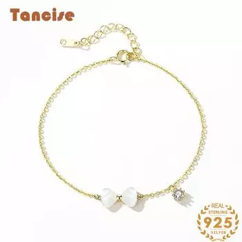 Танциз Стерлингового Серебра 925 пробы с Цирконом Браслет Ювелирные Изделия Геометрический Бисер Цепи Браслеты Мода Изящный Свадебный Подарок для Подруги Женщины розового золота