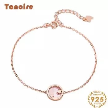 Танциз Стерлингового Серебра 925 пробы с Цирконом Браслет Ювелирные Изделия Геометрический Бисер Цепи Браслеты Мода Изящный Свадебный Подарок для Подруги Женщины серебряный