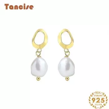 Танциз стерлингового серебра 925 пробы синтетический жемчуг серьги серьги-капли для женщин подарки на свадьбу серебряный