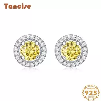 Танциз стерлингового серебра 925 пробы желтый муассанит циркон серьги серьги-капли для женщин подарки на свадьбу 0.5CT жёлтый