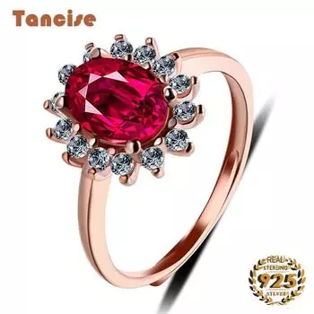 Танциз Винтаж Открытые Кольца Серебро 925 пробы с овальной формой Циркон Циркон Драгоценный Камень Женское Кольцо Модные Изящные Ювелирные Изделия Для Свадьбы Подарок Resizable