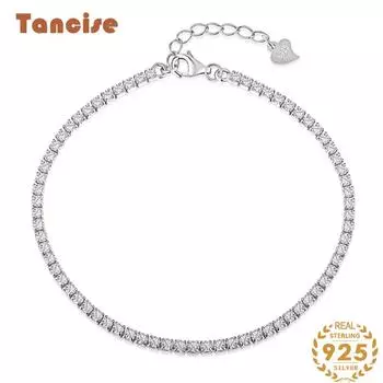 Танциз женский циркон стерлингового серебра 925 пробы ювелирные изделия геометрический браслет из бисера-цепочки модный тонкий свадебный подарок для подруги серебряный