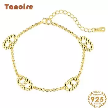 Танциз женский циркон стерлингового серебра 925 пробы ювелирные изделия геометрический браслет из бисера-цепочки модный тонкий свадебный подарок для подруги серебряный