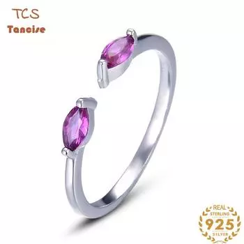 Танцизное 100% твердое серебряное кольцо для женщин, модные ювелирные изделия с драгоценными камнями, регулируемое кольцо, женский подарок на вечеринку Resizable серебряный