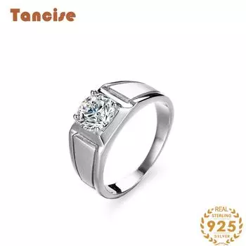 Танцизное классическое кольцо из стерлингового серебра 925 пробы с муассанитом, ювелирные изделия для джентльмена, свадебный подарок, вечеринка 15 серебряный