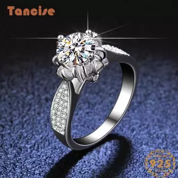 Танцизное классическое кольцо из стерлингового серебра 925 пробы с муассанитом, женские ювелирные изделия, свадебное обещание, подарок для вечеринки 10 серебряный