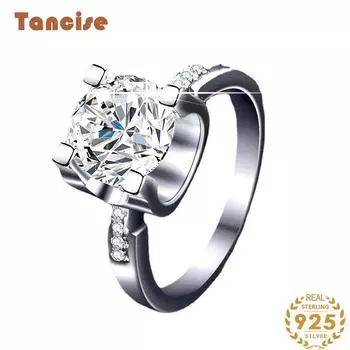 Танцизное классическое кольцо из стерлингового серебра 925 пробы с муассанитом, женские ювелирные изделия, свадебное обещание, подарок для вечеринки 0.5CT/10 серебряный