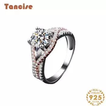 Танцизное классическое кольцо из стерлингового серебра 925 пробы с муассанитом, женские ювелирные изделия, свадебное обещание, подарок для вечеринки 10 серебряный