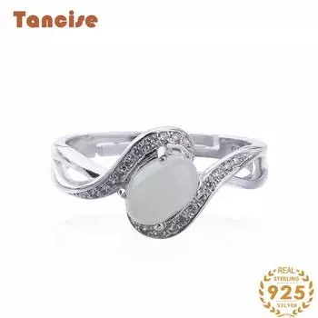 Танцизное классическое кольцо из стерлингового серебра 925 пробы с цирконом и нефритом, женские ювелирные изделия, свадебное обещание, подарок для вечеринки