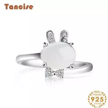 Танцизное классическое кольцо из стерлингового серебра 925 пробы с цирконом и нефритом, женские ювелирные изделия, свадебное обещание, подарок для вечеринки