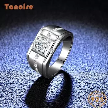 Танцизное классическое кольцо из стерлингового серебра 925 пробы с муассанитом, ювелирные изделия для джентльмена, свадебный подарок, вечеринка 15 серебряный