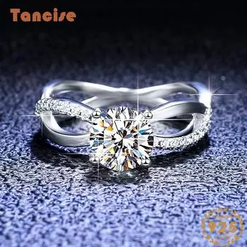 Танцизное классическое кольцо из стерлингового серебра 925 пробы с муассанитом, женские ювелирные изделия, свадебное обещание, подарок для вечеринки 10 серебряный