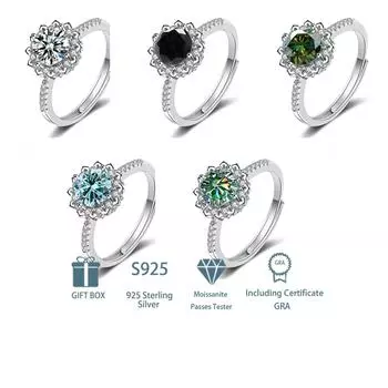 Танцизное классическое кольцо из стерлингового серебра 925 пробы с муассанитом для женских ювелирных изделий, подарки для свадебной вечеринки adjustable белый