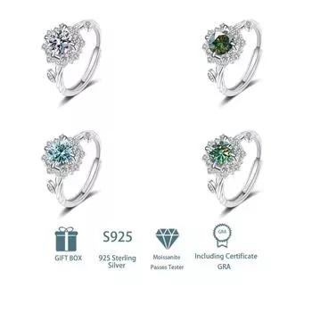 Танцизное классическое кольцо из стерлингового серебра 925 пробы с муассанитом для женских ювелирных изделий, подарки для свадебной вечеринки adjustable белый