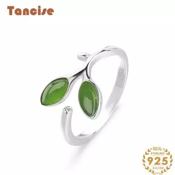 Танцизное классическое кольцо из стерлингового серебра 925 пробы с цирконом и нефритом, женские ювелирные изделия, свадебное обещание, подарок для вечеринки