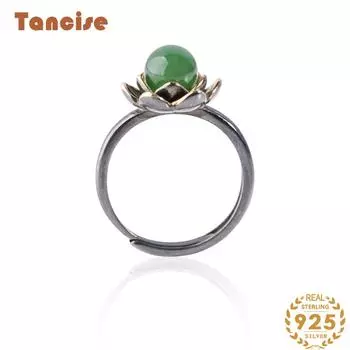 Танцизное классическое кольцо из стерлингового серебра 925 пробы с цирконом и нефритом, женские ювелирные изделия, свадебное обещание, подарок для вечеринки