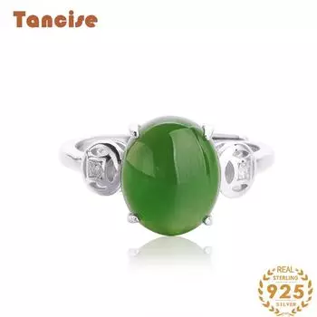 Танцизное классическое кольцо из стерлингового серебра 925 пробы с цирконом и нефритом, женские ювелирные изделия, свадебное обещание, подарок для вечеринки