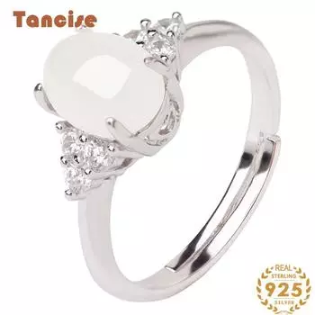 Танцизное классическое кольцо из стерлингового серебра 925 пробы с цирконом и нефритом, женские ювелирные изделия, свадебное обещание, подарок для вечеринки
