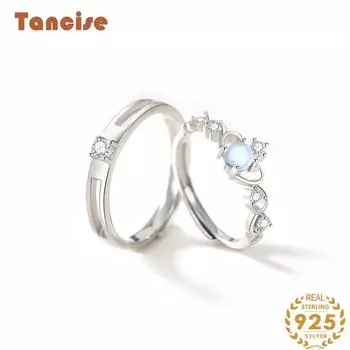 Танцизное классическое кольцо из стерлингового серебра 925 пробы с цирконом, женские ювелирные изделия, свадебное обещание, подарок для вечеринки MEN серебряный