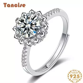 Танцизное классическое кольцо из стерлингового серебра 925 пробы с муассанитом, женские ювелирные изделия, свадебное обещание, подарок для вечеринки 1CT серебряный